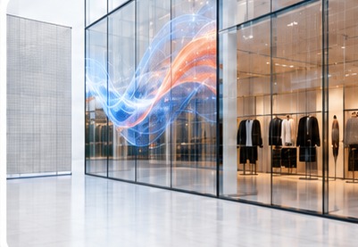 LED Film Self-Adhesive on glass facade