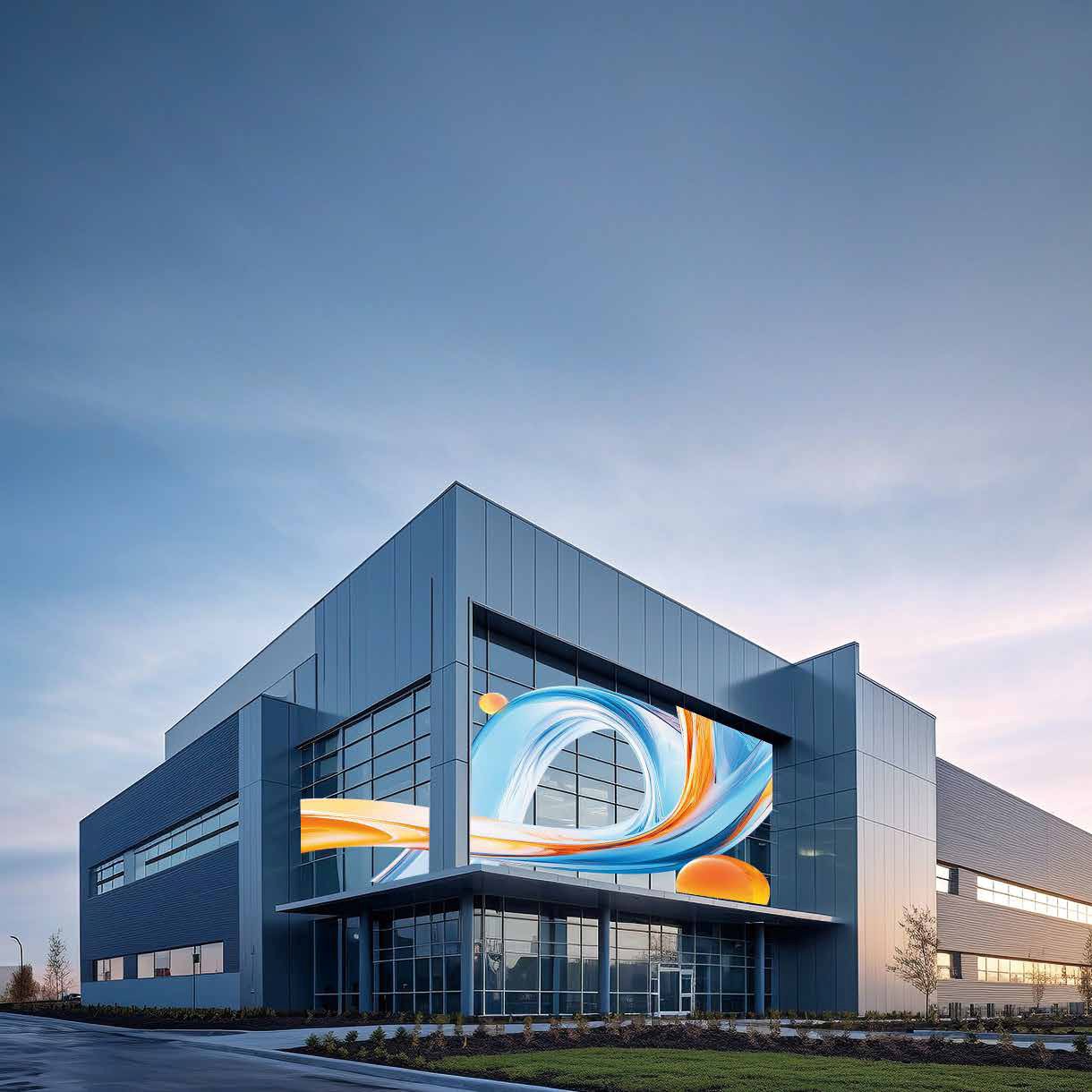 LED Film Self-Adhesive on a commercial building façade