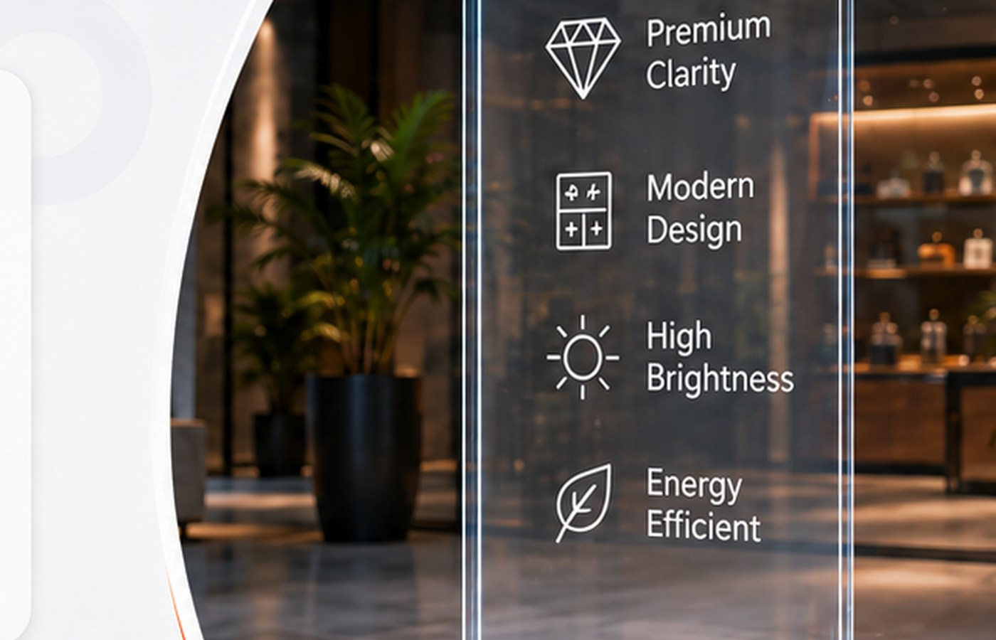 Portable Media Glass in a premium indoor setting